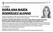 DOÑA ANA MARÍA RODRÍGUEZ ALONSO | Esquela Necrológica | El Diario Montañés