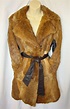 Vintage Rabbit Fur Brown White w/ Leather Accents Genuine Coat ...