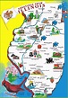 Pictorial travel map of Illinois - Ontheworldmap.com