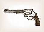 Ilustración de vector de estilo de dibujo de pistola de revólver ...