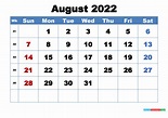 August 2022 Desktop Calendar Free Download