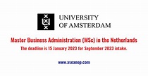 The University of Amsterdam Master Business Administration (MSc) in the ...