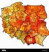 lesser poland region on administration map of poland with flags of ...