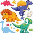 Conjunto de varios dinosaurios aislados personaje de dibujos animados ...