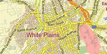 White Plains New York US PDF Vector Map: City Plan Low Detailed (for ...
