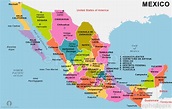 Mapa de México a los estados y capitales de México - mapa con los ...