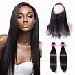 360 Lace Frontal Band with 2 Bundles Straight 7A Brazilian Virgin Hair ...