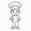 Dibujo De Chef Boy Colorear Página Vector Libre Ilustración Esquema ...