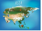 Ilustración de Para Niños Asia Y Mapa Del Continente Asiático Con ...