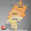 PowerPoint-Karte Hessen Landkreise Gemeinden Regierungsbezirke ...