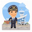 Premium Vector | Cartoon airplane pilot | Cartoon airplane, Airplane ...