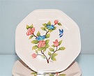TIFFANY CERAMICHE Italy Plate Cake Plate Pink Flowers Bird Decor ...