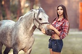 girls, model, hd, horse, photography, 4k, animals HD Wallpaper