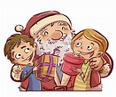 Papá Noel con niños felices con regalos en sus manos - Dibustock ...