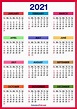 2021 Calendar with Holidays, Printable Free, Colorful, Red, Orange ...