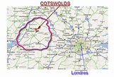 Localizacion de Cotswolds en Viaje por Londres - Guia de Londres