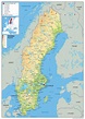 Suecia en el mapa físico - mapa Físico de Suecia (Norte de Europa - Europa)