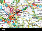 Graz mapa ciudad Mapa Mapa de carreteras Fotografía de stock - Alamy