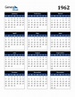 1962 Calendar (PDF, Word, Excel)