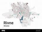 Rivne map, city in Ukraine. Municipal administrative area map with ...