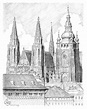 Prague - castle and cathedral St. Vitus Drawing by Vlado Ondo - Fine ...