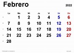 Calendario febrero 2022 en Word, Excel y PDF - Calendarpedia