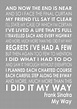 Frank Sinatra - My Way - Word Typography Words Song Lyric Lyrics Print ...