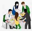 People Working Together At A Table - Business People Cartoon Png ...