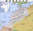 Detailed political map of Morocco with relief, roads and cities ...