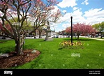 A view of Taunton Green and downtown in Taunton, Massachusetts, USA ...
