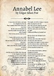 Annabel Lee by Edgard Allan Poe Edgard Allan Poe Poem Wall - Etsy