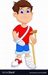 Boy cartoon broken arm and leg Royalty Free Vector Image | Cartoon ...