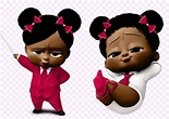 African American Boss Baby Girl clipart 300 dpi 9 PNG files | Etsy
