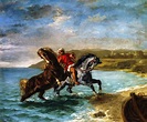Eugène Delacroix, paintings Horses Coming Out of the Sea 1860 ...
