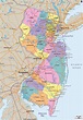 Large Map Of New Jersey State With Roads Highways Relief And Major ...