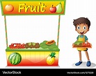 A young boy selling fruits Royalty Free Vector Image