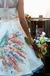 Hand painted dress and bouquet | Artistic wedding, Artistic wedding ...