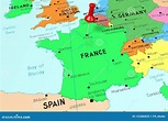 Francia, París - Capital, Fijado En Mapa Político Stock de ilustración ...