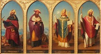 Die vier Kirchenväter Augustinus, Hieronymus, Gregor und Ambrosius von ...