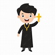 Dibujo de dibujos animados de un sacerdote | Vector Premium