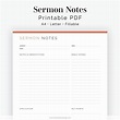 Sermon Notes Fillable Printable PDF Devotional Practice - Etsy