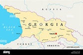 Mapa político de Georgia con la capital Tbilisi, con fronteras ...