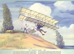 Octave Chanute's biplane glider 1898 Hubbell calendar print 1952