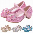 Kids Girls Toddler Princess Shoes Glitter High Heels Dress Party Shoes ...