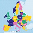 Mapa da europa com países de cores | Vetor Premium