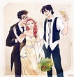 James and Lily with Sirius by viria | Harry potter marauders, Lily ...
