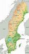 Mappa Fisica Della Svezia Ad Alta Dettaglio Con Etichettatura ...
