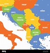 Mapa político de los Balcanes - Estados de la Península Balcánica ...
