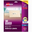 AVERY Matte Frosted Clear Address Labels for Inkjet Printers, 1" x 2-5/ ...