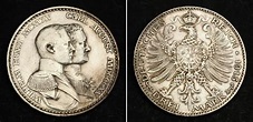 Moneda 3 Mark Ducado de Sajonia-Weimar-Eisenach (1809 - 1918) Plata 1915 Guillermo Ernesto de ...